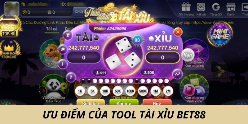 Ưu điểm nổi bật của tool tài xỉu BET88